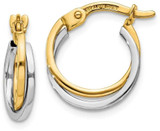 Image of 14mm 14k Two-tone Gold Polished Hollow Hoop Earrings TL697