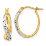 Image of 20.6mm 14k Two-tone Gold Shiny-Cut and Polished Hoop Earrings