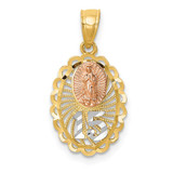 Image of 14K Two-tone Gold w/ White Rhodium Lady of Guadalupe 15 Pendant