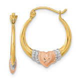 Image of 19.89mm 14k Two-tone Gold w/White Rhodium Polished Satin & Shiny-Cut Hoop Earrings