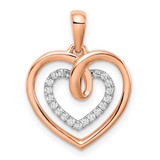 Image of 14K Two-tone Gold White & Rose Heart Diamond Pendant PM6068-010-WRA