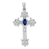 Image of 14k White Gold .35ct Sapphire Cross Pendant