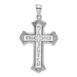 Image of 14k White Gold 2-D Filigree Center Block Cross Pendant
