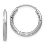 Image of 14mm 14k White Gold 2mm Shiny-Cut Endless Hoop Earrings XY1200
