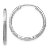 Image of 21mm 14k White Gold 2mm Shiny-Cut Endless Hoop Earrings XY1202