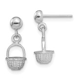 Image of 15.7mm 14k White Gold 3-D Mini Basket Drop Stud Earrings
