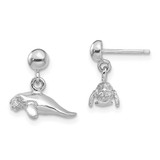 Image of 14k White Gold 3-D Polished Mini Manatee Dangle Earrings