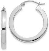 Image of 25mm 14k White Gold 3mm Polished Square Tube Hoop Earrings Z1116