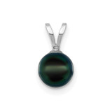 Image of 14K White Gold 6-7mm Round Black Saltwater Akoya Pendant