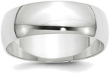 Image of 14K White Gold 7mm Lightweight Half Round Band Ring