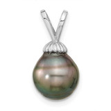 Image of 14K White Gold 9-10mm Teardrop Saltwater Cultured Tahitian Pearl Pendant XF427