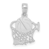 Image of 14k White Gold Basketball in Net Pendant
