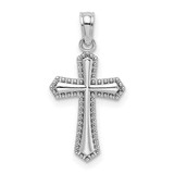 Image of 14k White Gold Beaded Trim Cross Pendant