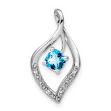 Image of 14K White Gold Blue Topaz & Diamond Pendant PM7035-BT-003-WA