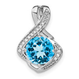 Image of 14K White Gold Blue Topaz & Diamond Pendant PM7058-BT-006-WA