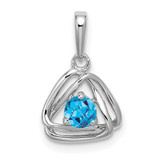 Image of 14K White Gold Blue Topaz Triangle Pendant