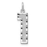 Image of 14K White Gold Casted Large Shiny-Cut Number 1 Pendant