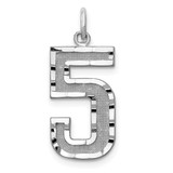 Image of 14K White Gold Casted Large Shiny-Cut Number 5 Pendant