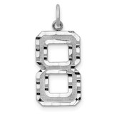 Image of 14K White Gold Casted Large Shiny-Cut Number 8 Pendant