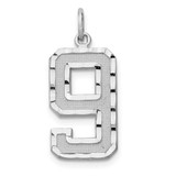 Image of 14K White Gold Casted Large Shiny-Cut Number 9 Pendant