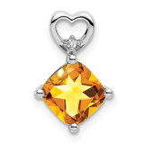 Image of 14K White Gold Citrine and Diamond Heart Chain Slide Pendant