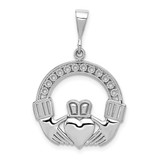 Image of 14K White Gold Claddagh Pendant