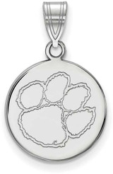 Image of 14K White Gold Clemson University Medium Disc Pendant by LogoArt