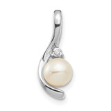 Image of 14K White Gold Cultured Freshwater Pearl Diamond Pendant XBS387