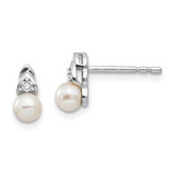 Image of 9mm 14K White Gold Cultured Freshwater Pearl Diamond Stud Earrings XBS238