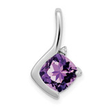 Image of 14K White Gold Cushion Amethyst & Diamond Pendant PM7046-AM-001-WA