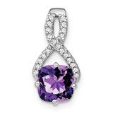 Image of 14K White Gold Cushion Amethyst & Diamond Pendant PM7059-AM-010-WA