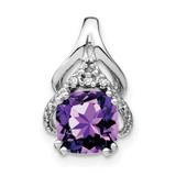 Image of 14K White Gold Cushion Amethyst & Diamond Pendant PM7061-AM-001-WA