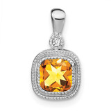 Image of 14K White Gold Cushion Citrine & Diamond Pendant PM3665-CI-001-WA