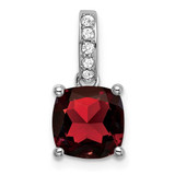 Image of 14K White Gold Cushion Garnet & Diamond Pendant PM7048-GA-006-WA