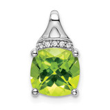 Image of 14K White Gold Cushion Peridot & Diamond Pendant PM7043-PE-002-WA