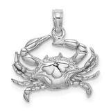 Image of 14k White Gold Detailed 2-D Blue Crab Pendant