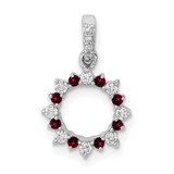 Image of 14K White Gold Diamond & .08ctw Garnet Fancy Circle Pendant
