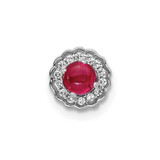 Image of 14K White Gold Diamond & Cabochon .38ctw Ruby Chain Slide Pendant