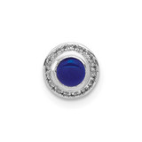 Image of 14K White Gold Diamond & Cabochon .47ctw Sapphire Chain Slide Pendant