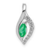 Image of 14K White Gold Diamond & Marquise Emerald Pendant PM5267-EM-005-WA