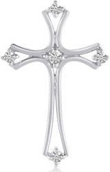 Image of 14K White Gold Diamond Cross Pendant (Chain NOT included) (CM-P8485W)