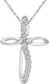 Image of 14K White Gold Diamond Cross Pendant (Chain NOT included) (CM-P8723W)