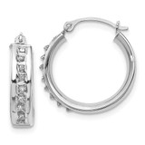 Image of 17mm 14K White Gold Diamond Fascination Round Hoop Earrings