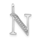 Image of 14K White Gold Diamond Letter N Initial Pendant PM8365N-003-WA
