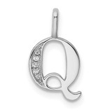 Image of 14K White Gold Diamond Letter Q Initial Pendant PM8365Q-002-WA