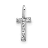 Image of 14K White Gold Diamond Letter T Initial Pendant PM8367T-004-WA