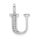Image of 14K White Gold Diamond Letter U Initial Pendant PM8365U-002-WA