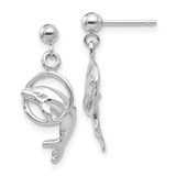 Image of 22mm 14K White Gold Dolphin Dangle Earrings