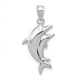 Image of 14K White Gold Dolphin Pair Pendant