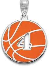 Image of 14k White Gold Epoxied Basketball Pendant with Number